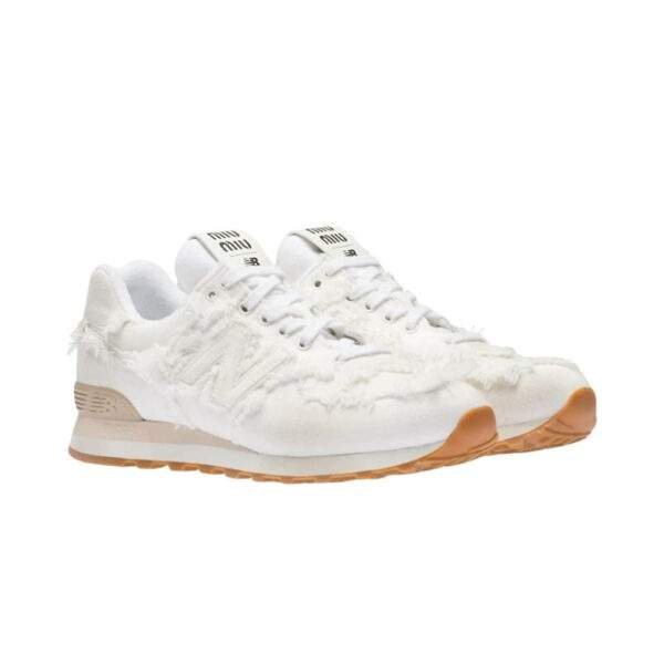 נעלי ניו באלאנס | New Balance 574 x Miu Miu - Suede White Jeans Sneakers
