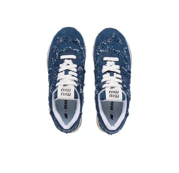 נעלי ניו באלאנס | New Balance 574 x Miu Miu - Suede Blue Jeans Sneakers