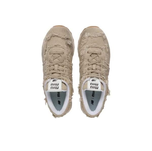 נעלי ניו באלאנס | New Balance 574 x Miu Miu - Suede Hazelnut Jeans Sneakers