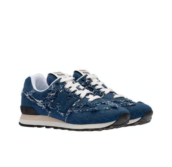נעלי ניו באלאנס | New Balance 574 x Miu Miu - Suede Blue Jeans Sneakers