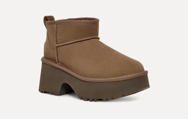 נעלי האג | מגפי האג פלטפורמה עקב UGG Women's Classic Ultra Mini New Heights Hickory