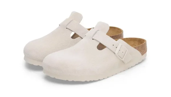 כפכפי בירקנשטוק | Birkenstock Boston Antique White Suede