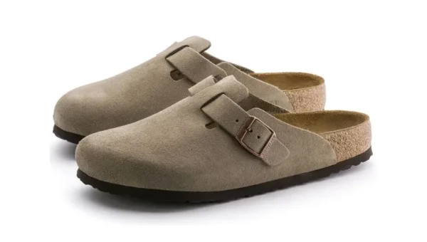 כפכפי בירקנשטוק | Birkenstock Boston Soft Footbed Suede Taupe