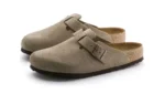 כפכפי בירקנשטוק | Birkenstock Boston Soft Footbed Suede Taupe (Narrow Fit)