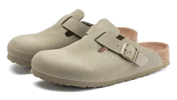 כפכפי בירקנשטוק | Birkenstock Boston Vegan Birkibuc Khaki