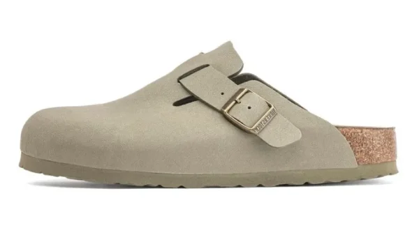 כפכפי בירקנשטוק | Birkenstock Boston Vegan Birkibuc Khaki