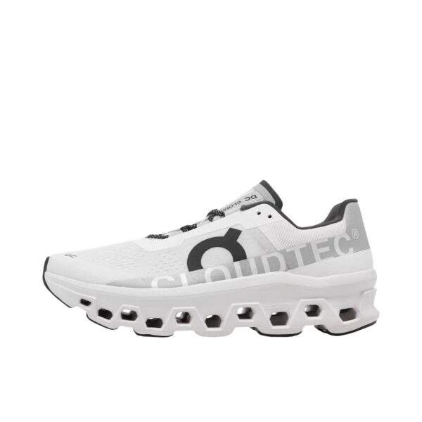 נעלי און קלאוד | On Cloudmonster Running Shoes White/Black