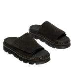 סנדלי דר מרטינס פלטפורמה | Dr. Martens Zebzag Suede Platform Slides Black