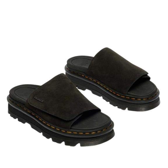 סנדלי דר מרטינס פלטפורמה | Dr. Martens Zebzag Suede Platform Slides Black