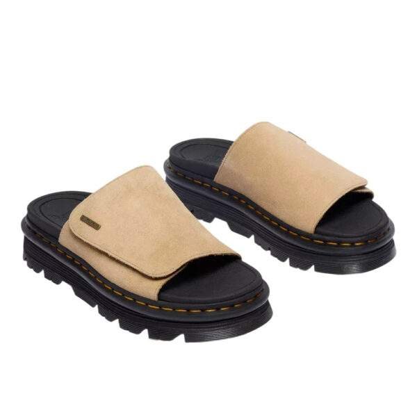 סנדלי דר מרטינס פלטפורמה | Dr. Martens Zebzag Suede Platform Slides Tan