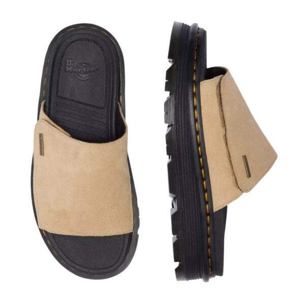 סנדלי דר מרטינס פלטפורמה | Dr. Martens Zebzag Suede Platform Slides Tan
