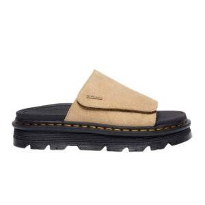 סנדלי דר מרטינס פלטפורמה | Dr. Martens Zebzag Suede Platform Slides Tan