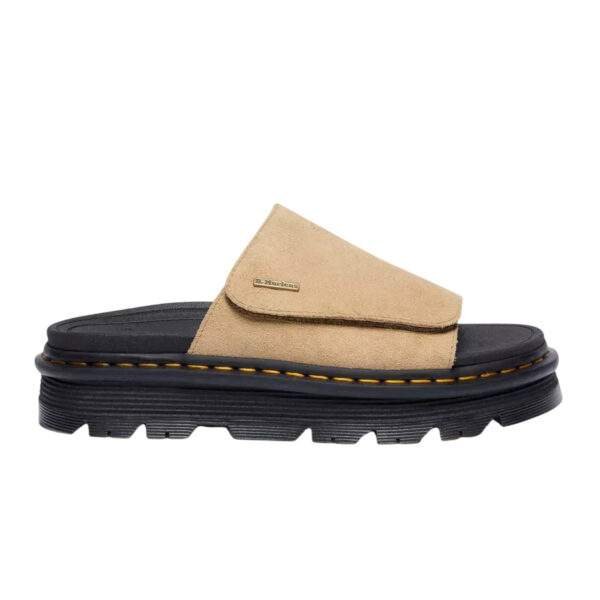 סנדלי דר מרטינס פלטפורמה | Dr. Martens Zebzag Suede Platform Slides Tan