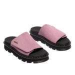 סנדלי דר מרטינס פלטפורמה | Dr. Martens Zebzag Suede Platform Slides Dusty Rose Pink