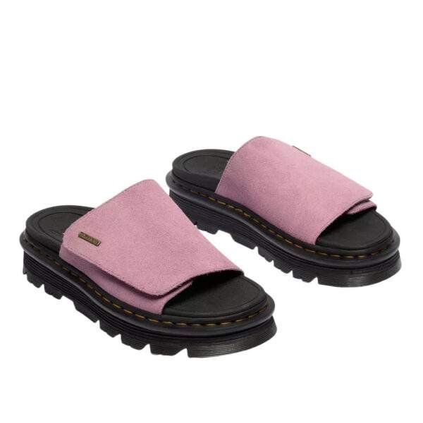 סנדלי דר מרטינס פלטפורמה | Dr. Martens Zebzag Suede Platform Slides Dusty Rose Pink